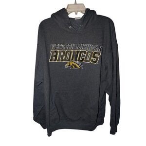 Jerzees Western Michigan Broncos Hoodie Mens XL Charcoal Gray WMU Sweatshirt‎